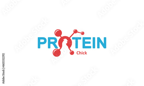 Vector is the word "protein chick" into a complex protein molecule. Elegant and attractive.
