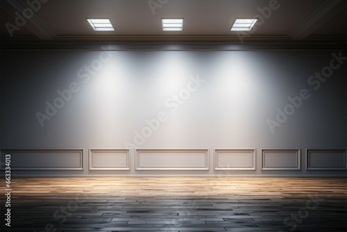 3D render features an empty room lit from the top