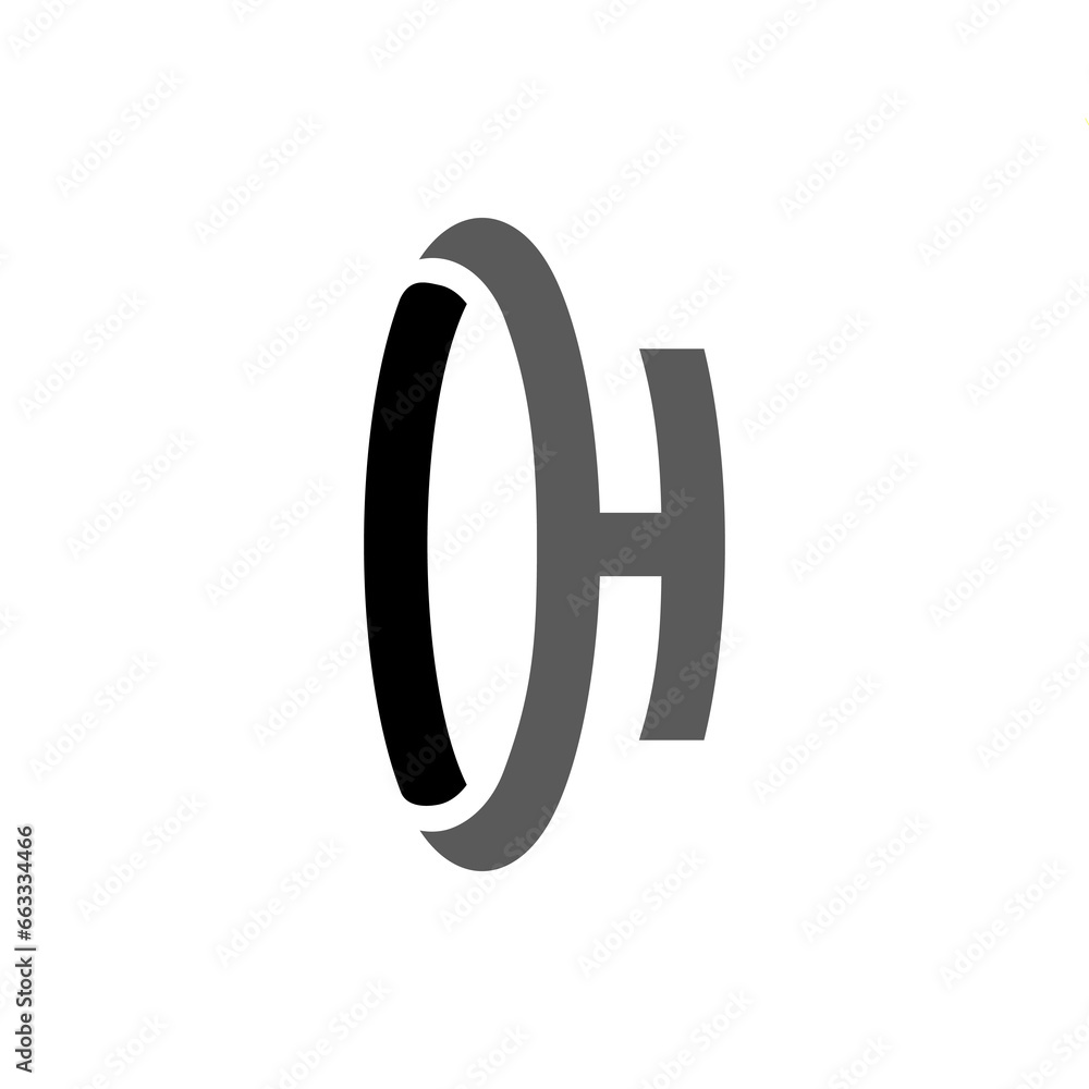 The monogram is the letter O and H. Elegant and outline. The monogram is the letter O and H. Elegant and outline.