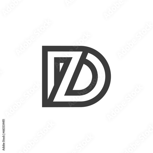 The monogram is the letter D and Z. Elegant and outline.