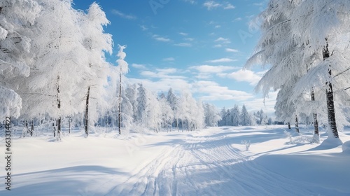 晴れた日の雪国の景色