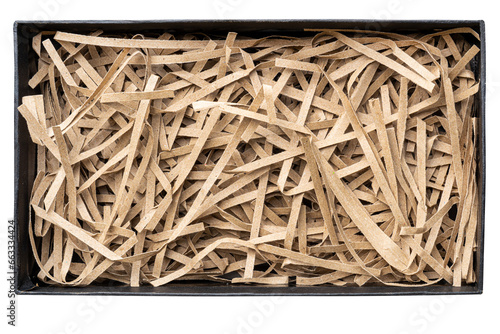 Pile of shredded recycle paper in the box