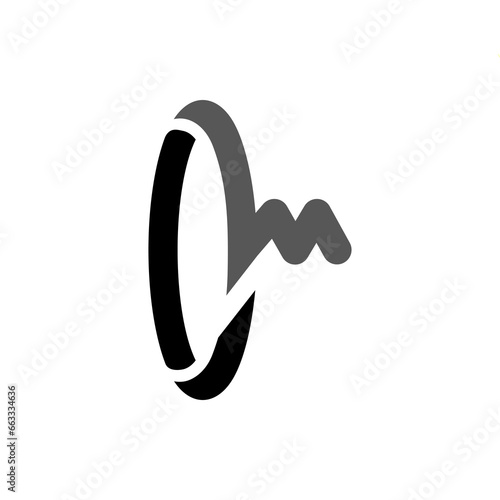 The monogram is the letter O and M. Elegant and outline.