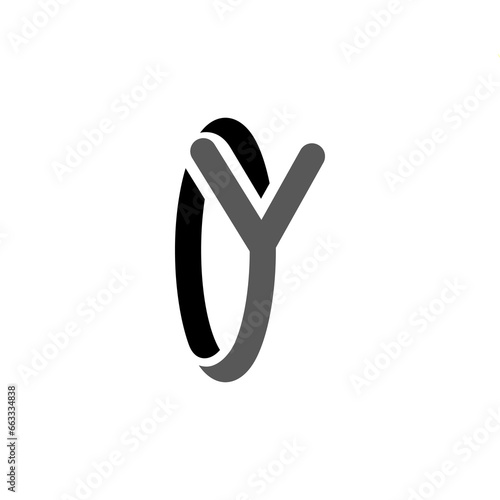 The monogram is the letter O and Y. Elegant and outline.
