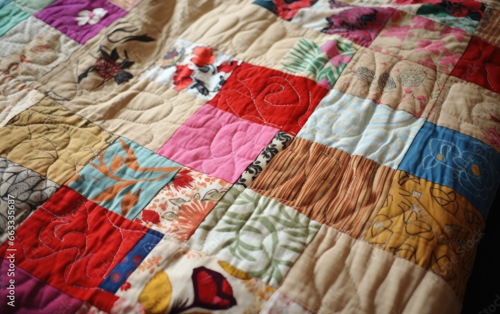 Embroidered Patchwork Quilt Bed Charm