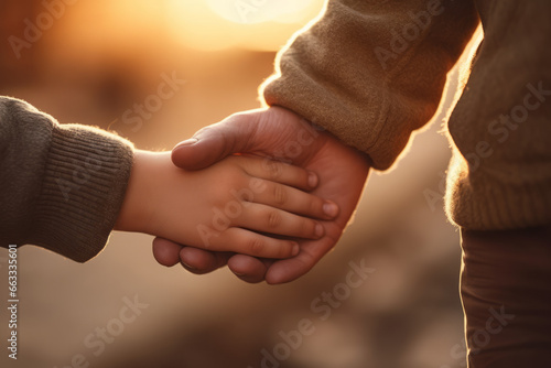 Father giving hand to a child photo