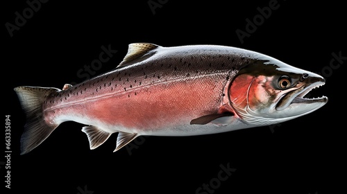 Salmon organik segar dengan latar belakang yang gelap