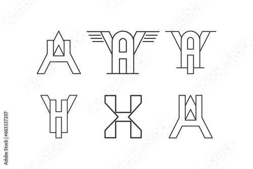 The monogram is the letter The monogram is the letter AH AY and X-H. Elegant and outline.. Elegant and outline.