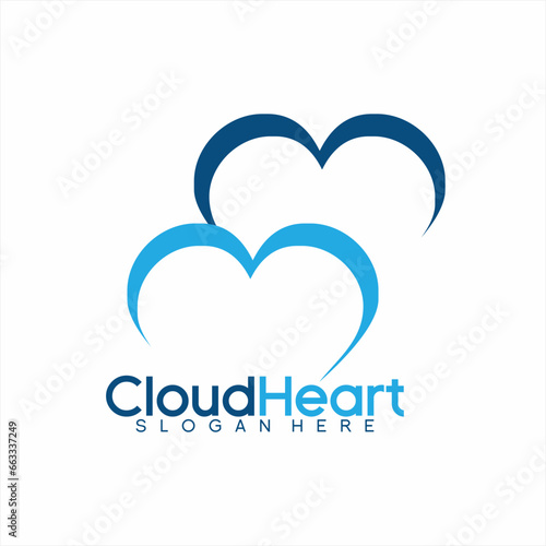 Cloud logo design with heart concept.