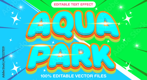 3D Vector Text aqua park with stylish background