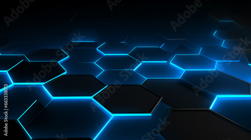 abstract futuristic surfaces perspective with glowing light blue hexagons background 16:9 widescreen wallpapers