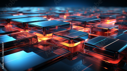 abstract electronic board perspective with glowing cubes background 16:9 widescreen wallpapers © elementalicious