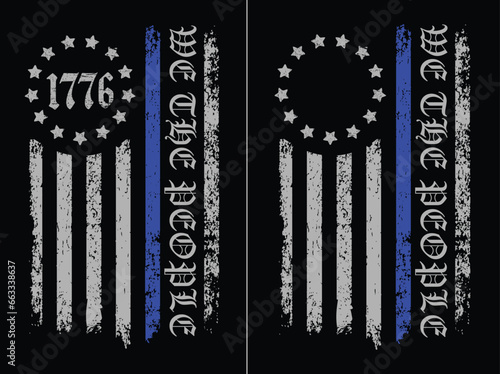 We The People Thin Blue Line 1776 Betsy Ross Flag Design