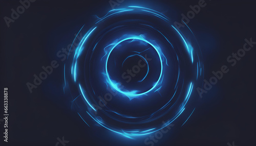 Neon blue color geometric circle on a dark background Mockup for your logo.