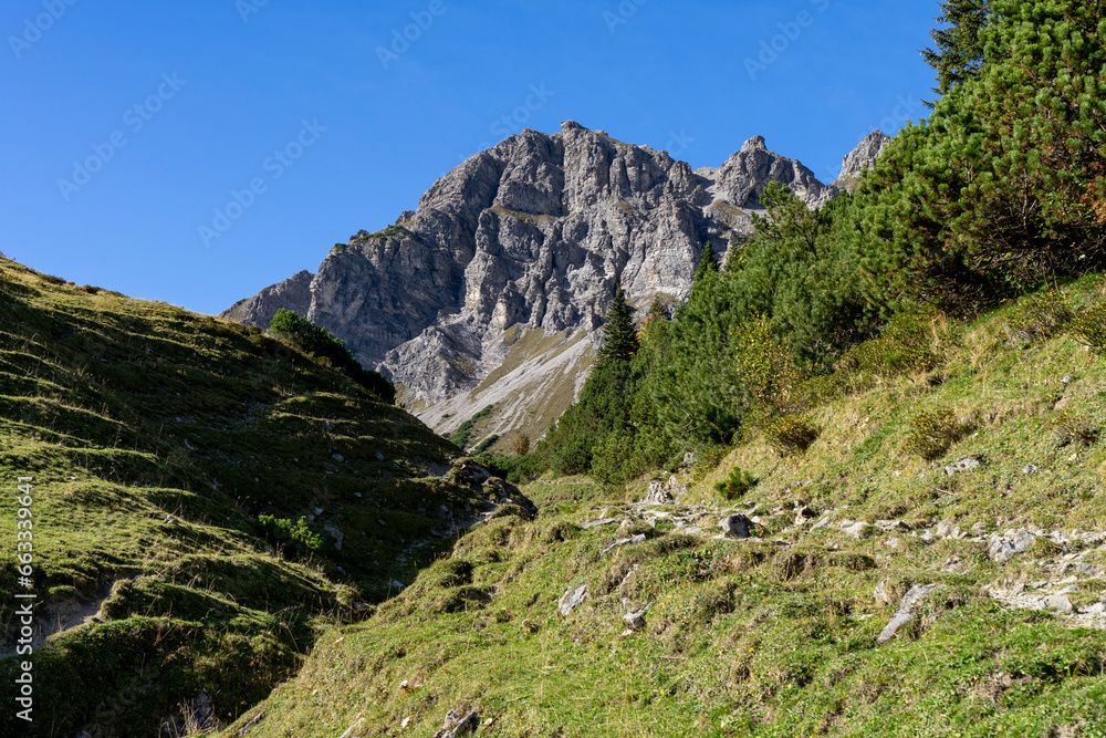 Beautiful landscape with summits high up  in the mountains