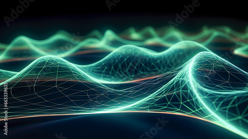 Luminous 3D Waves, Digital Abstracts, Backdrop, Wallpaper