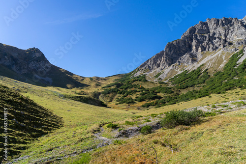 Beautiful landscape with summits high up in the mountains