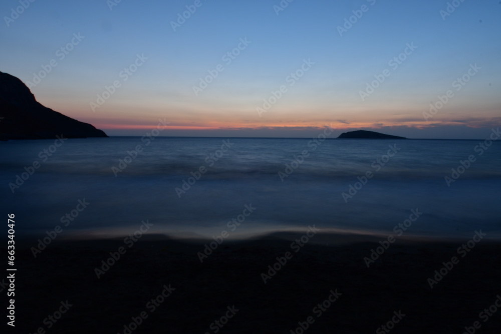 sunset in kalymnos greece long exposure waves ocean