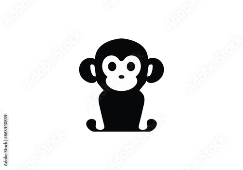 Unique style minimal style monkey icon illustration design-01