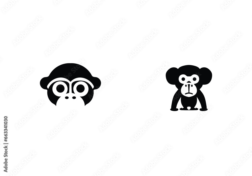 Unique style minimal style monkey icon illustration design-01