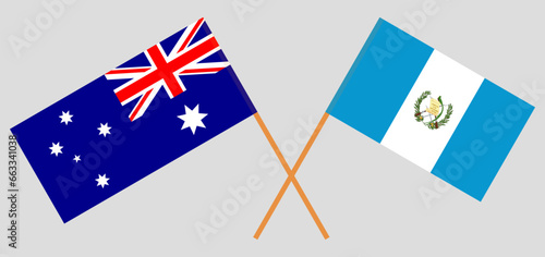 Crossed flags of Australia and Guatemala. Official colors. Correct proportion
