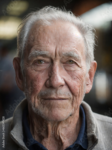 Portrait of senior factory worker smiling looking at camera standing, Aged man working in an industrial factory, Elderly engineer leader. ai generative
