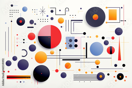 Abstract background with colorful circles and lines. Vector illustration.