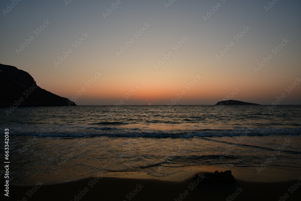 sunset in kalymnos greece long exposure waves ocean