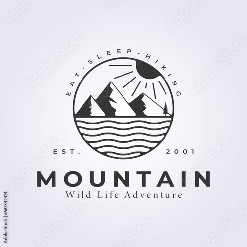 badge mountain logo vector, adventure outdoor pins icon vector illustration design