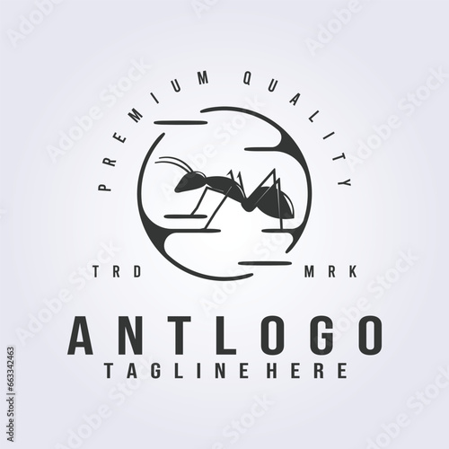 ant logo badge, minimal icon symbol vector illustration design