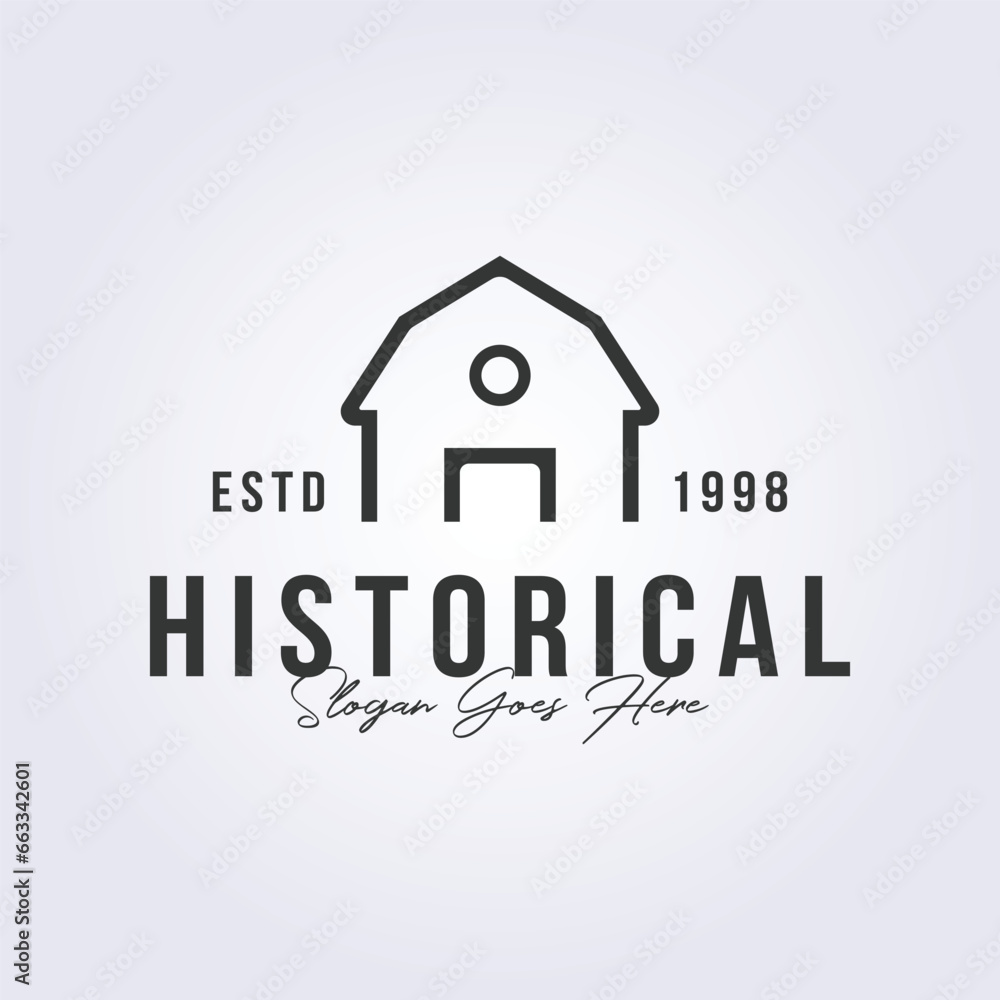 Fototapeta premium historical barn logo, vintage barn symbol icon vector illustration design