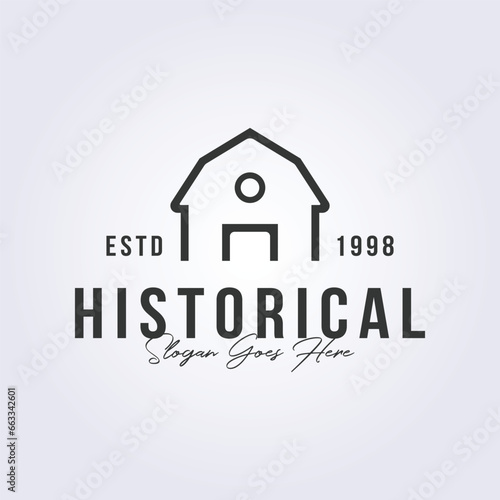 historical barn logo, vintage barn symbol icon vector illustration design