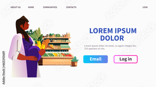 happy pregnant woman future mom choosing groceries pregnancy motherhood expectation concept grocery shop interior copy space