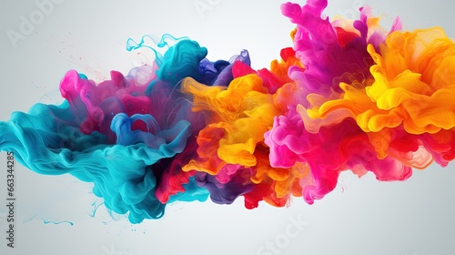  a multicolored substance is flying in the air with a white background. generative ai