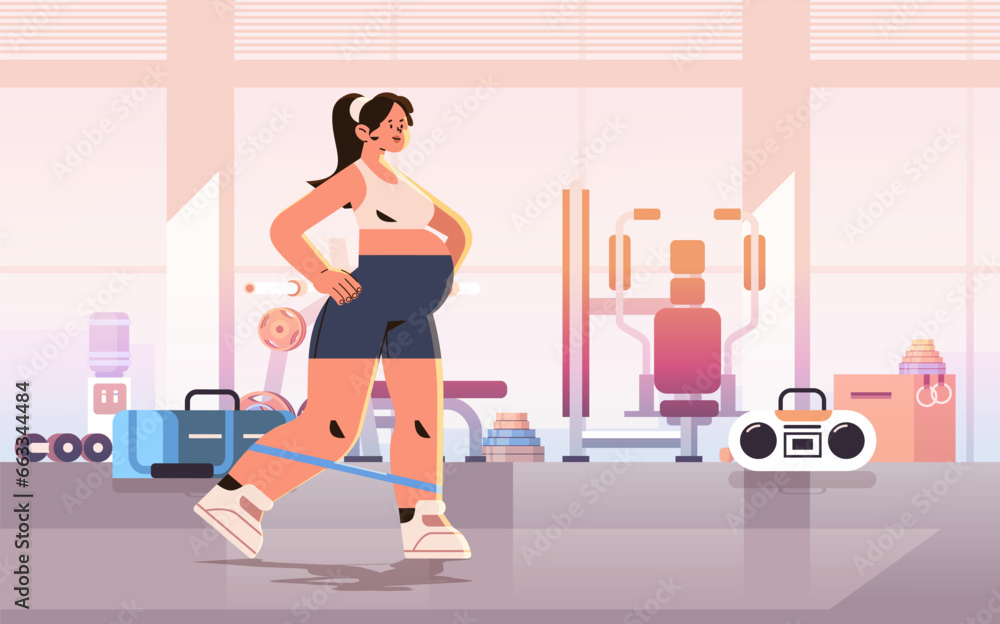 Fototapeta premium happy pregnant woman future mom doing physical stretching exercises pregnancy motherhood expectation healthy lifestyle concept