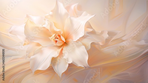  a white flower with a yellow center on a white background.  generative ai