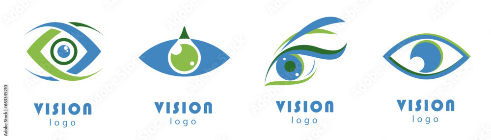 Eye vision logo collection for medicine, beauty, security. Set of vision logo design. Company brand vision logo. Abstract vision logo Eye vision logo collection for medicine, beauty, security. Set of vision logo design. Company brand vision logo. Abstract vision logo