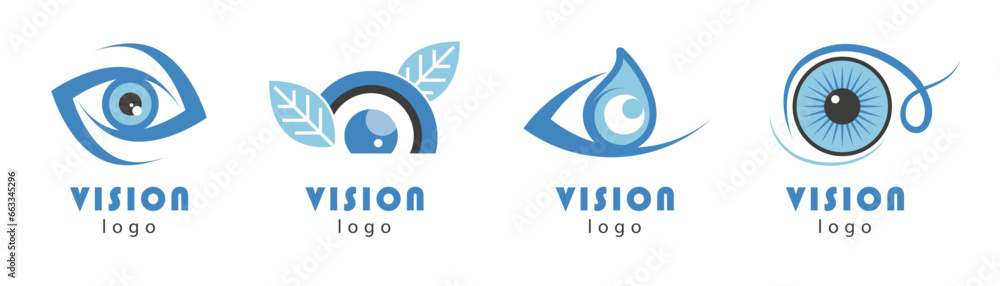 Eye vision logo collection for medicine, beauty, security. Set of vision logo design. Company brand vision logo. Abstract vision logo Eye vision logo collection for medicine, beauty, security. Set of vision logo design. Company brand vision logo. Abstract vision logo