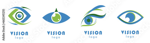 Eye vision logo collection for medicine, beauty, security. Set of vision logo design. Company brand vision logo. Abstract vision logo