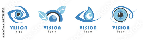 Eye vision logo collection for medicine, beauty, security. Set of vision logo design. Company brand vision logo. Abstract vision logo