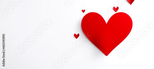 Modern paper cut design in red heart shape. Valentine's Day concept on white, For wedding photos, wedding cards valentine's day card or web design and web background. Generative ai