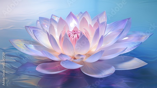  a large pink flower sitting on top of a body of water. generative ai