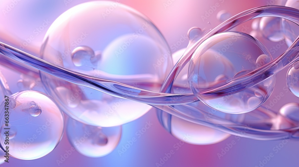 a bunch of bubbles floating on top of a blue and pink background. generative ai a bunch of bubbles floating on top of a blue and pink background. generative ai