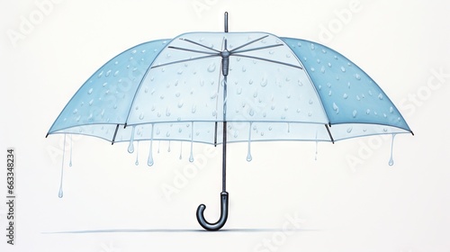  a blue umbrella with rain drops hanging from it's sides. generative ai