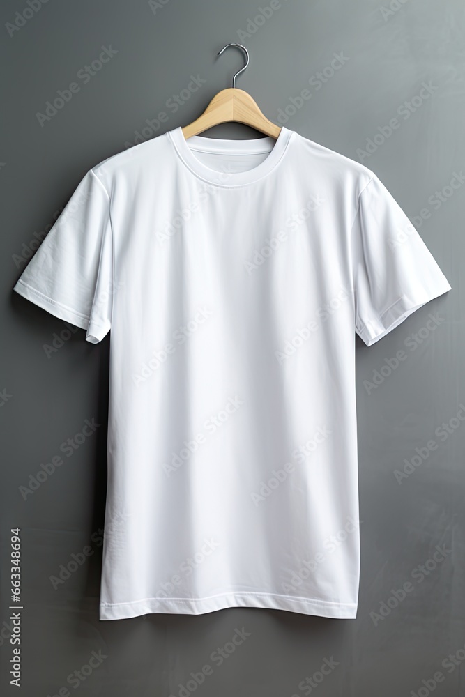 Hanger with blank white t-shirt on grudge wall. Mockup for design. Hanger with blank white t-shirt on grudge wall. Mockup for design.