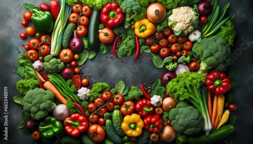  Fresh Organic Vegetables on a Dark Background