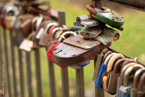 keys on the bridge railing .