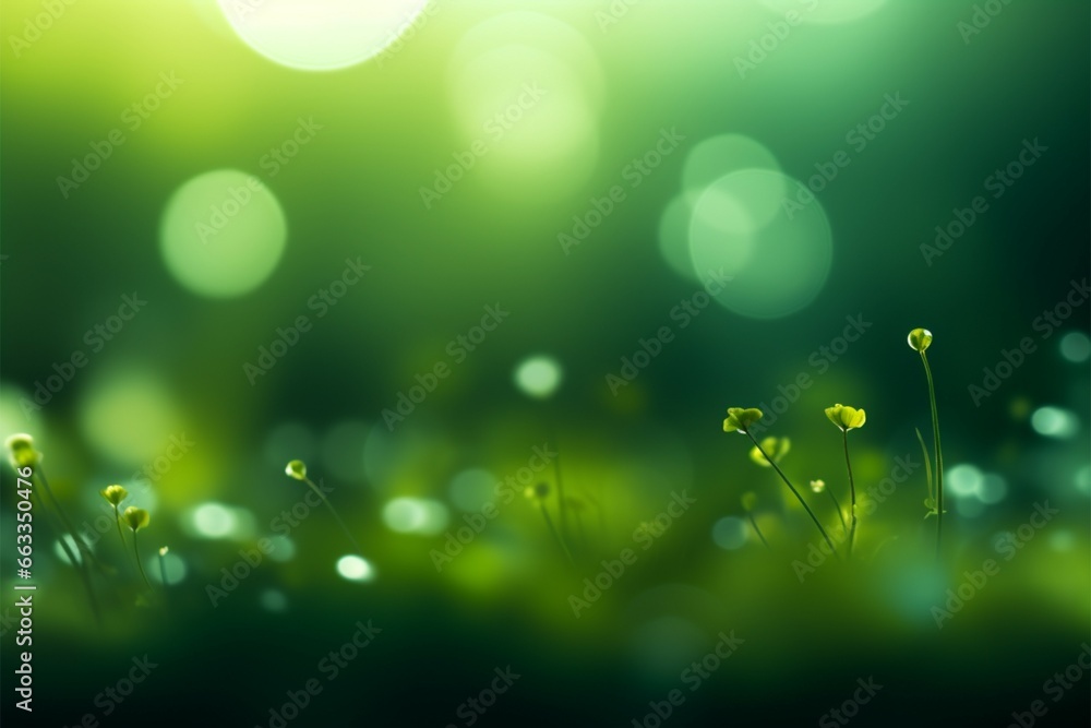 Bokeh effect on a serene green background, creating a tranquil scene