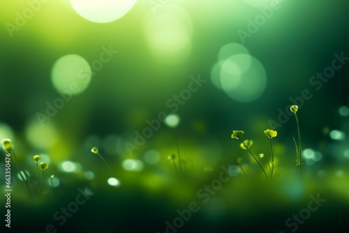 Bokeh effect on a serene green background, creating a tranquil scene