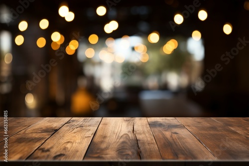 Blurred background complements the natural warmth of a wooden table